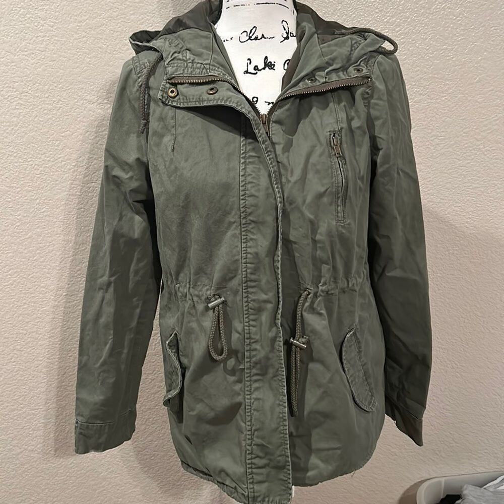 Ambiance Green Utility Lightweight Army Rain Utility Jacket Anorak Style L